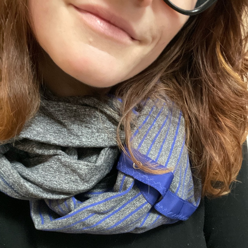 Never worn! Heather Gray & Blue Lululemon Vinyasa Scarf